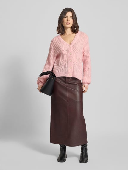 YAS Cardigan met alpaca en V-hals, model 'ZUMA' Roze - 1