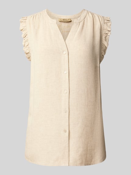 Smith and Soul Blousetop van viscosemix met V-hals Offwhite gemêleerd - 2