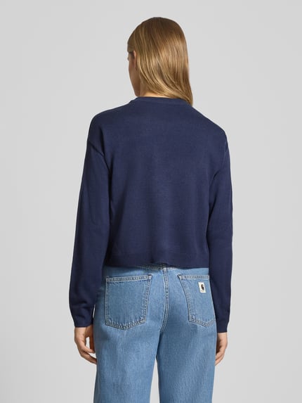 NOISY MAY® Gebreide pullover met ribboorden, model 'CLAUS' Marineblauw - 5