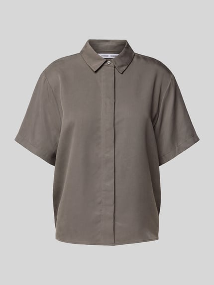 Samsøe Samsøe Regular fit blouse van lyocell met blinde knoopsluiting Donkergrijs - 2