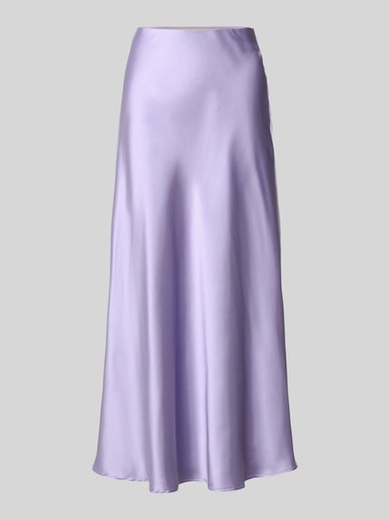 Productfoto, lichtpaarse Midirock uit satijn model 'Fabiola' van GUIDO MARIA KRETSCHMER WOMAN, elastische materiaalmix, nauwsluitende fit, gladde textuur