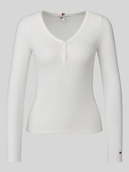 Tommy Jeans Longsleeve mit Henley-Ausschnitt Weiss 2