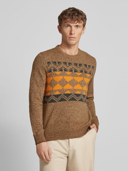 LERROS Strickpullover mit Rundhalsausschnitt Mittelbraun 4