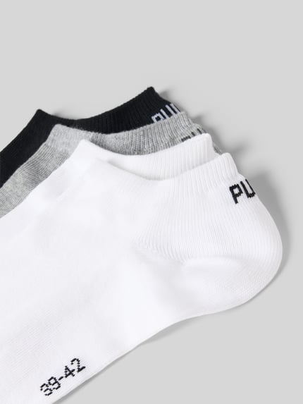 Produktfoto, Sneakersocken mit Logo im 4er-Pack von PUMA aus mieszanka bawełny z dodatkiem streczu, dopasowany krój, zestaw 4 szt.