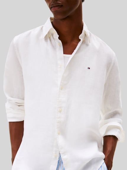 Tommy Hilfiger regular fit vrijetijdsoverhemd van puur linnen Wit - 3