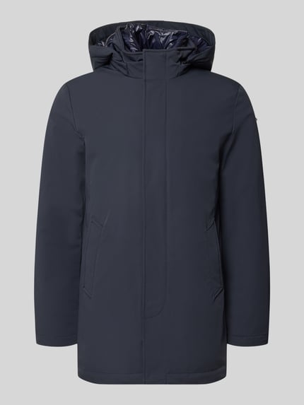 Productfoto, Parka met capuchon en steekzakken van Geox, regular fit, verborgen ritssluiting, donkerblauw, gladde textuur