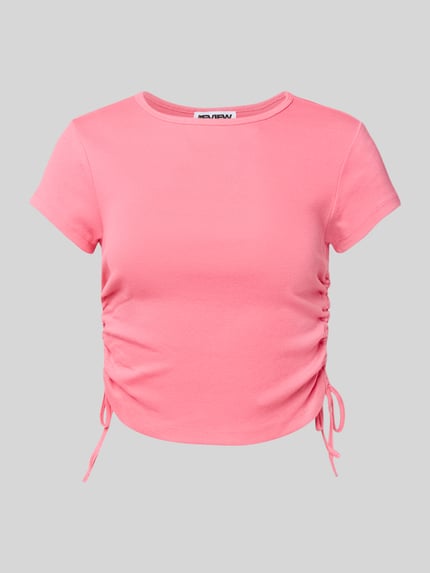 REVIEW Cropped T-Shirt mit Raffungen Pink 2