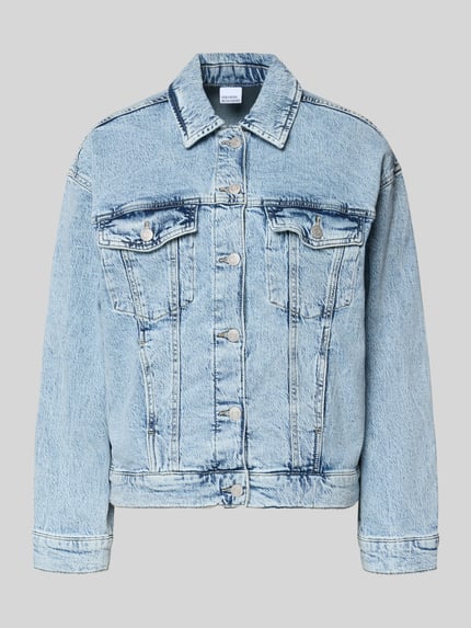 Produktfoto, Regular Fit Jeansjacke aus Baumwoll-Mix Modell 'TESSA' von Vero Moda, efekt: jednolity kolor, mieszanka bawełny, denim, blekitna, wykończenie: widoczny haft, guziki, kieszenie na piersi, wpuszczane kieszenie.