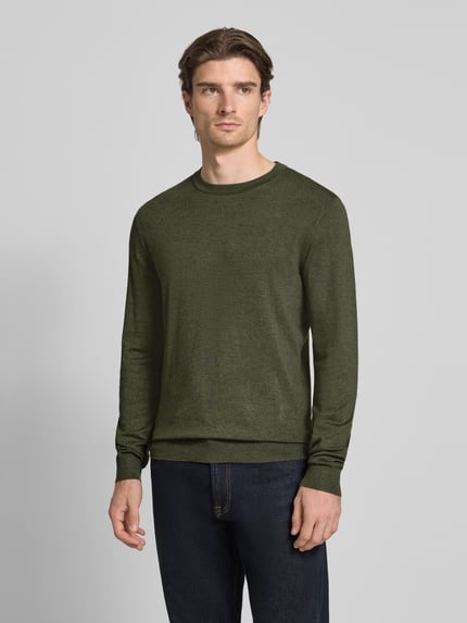 MCNEAL Sweter z dzianiny z prążkowanymi wykończeniami Khaki melanż 4
