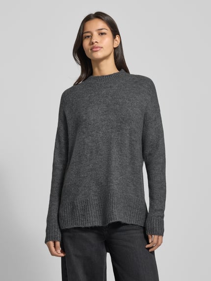 VERO MODA Oversized Strickpullover mit Mock Neck Modell 'LEFILE' Mittelgrau 4