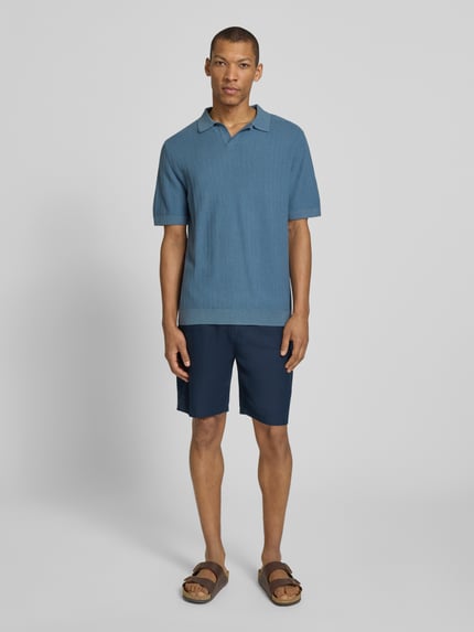 Selected Regular Fit Poloshirt aus Baumwoll-Leinen-Mix Modell 'MATTIS' Rauchblau 1