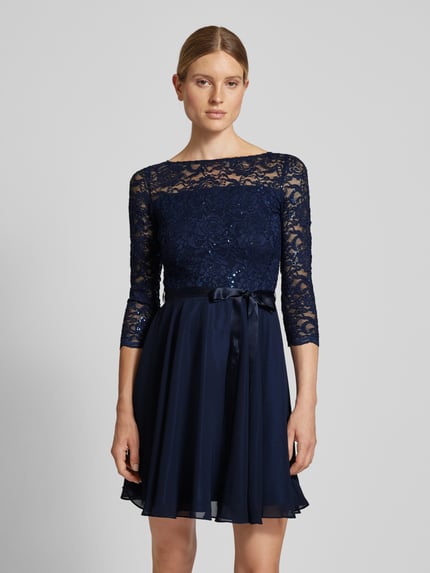 SWING Cocktailjurk van gehaakt kant, model 'STAMM' Marineblauw - 4
