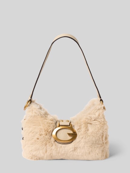 GUESS Henkeltasche mit goldener Schnallenschließe Offwhite 1