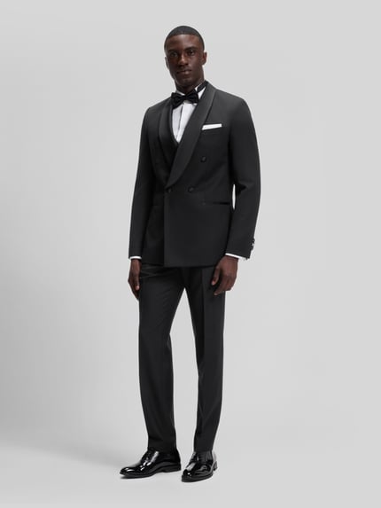 BOSS Smoking o kroju slim fit z czystej żywej wełny model 'Huge-Tux-DB-264' Czarny 1