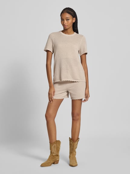 PIECES Regular Fit Strickshorts aus reiner Baumwolle Modell 'SCOUT' Sand 1