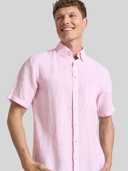 Fynch-Hatton Regular Fit Leinenhemd mit Button-Down-Kragen Hellrosa 3