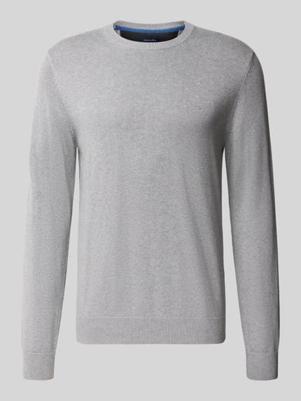 Christian Berg Men Regular Fit Strickpullover aus Baumwoll-Woll-Mix Hellgrau Melange 1