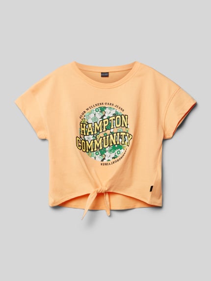 Cars Jeans T-Shirt mit Knoten-Detail Modell 'Madison' Apricot 1