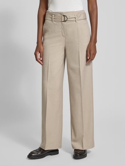 MORE & MORE Stoffen broek met bandplooien Taupe - 4