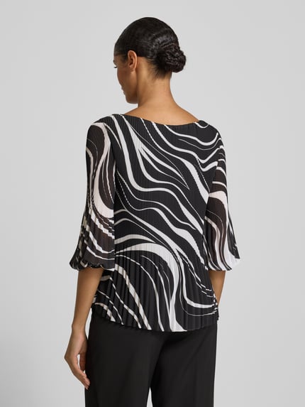 s.Oliver BLACK LABEL Regular Fit Langarmbluse mit Allover-Muster Metallic Black 5