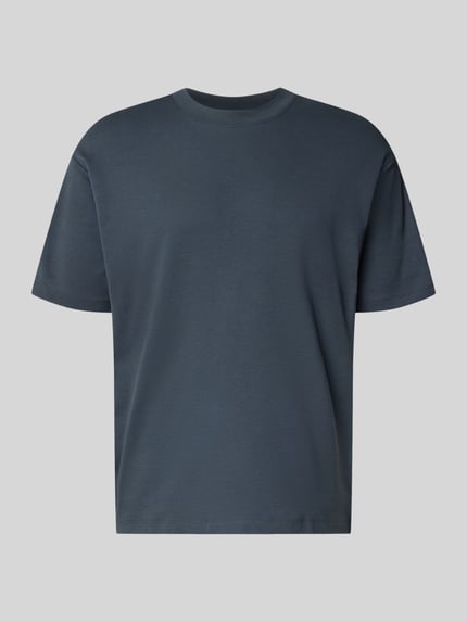 Productfoto, relaxed fit T-shirt uit pure katoen van Marc O'Polo Denim in effen donkerblauw met gladde textuur