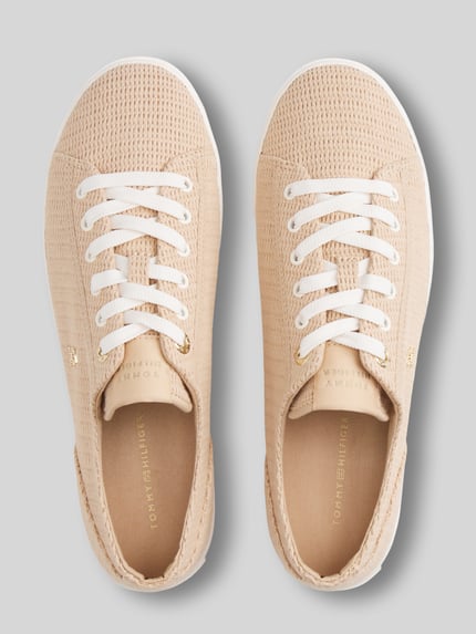 Tommy Hilfiger low top sneakers in gebreide look met logo-applicatie Beige - 3