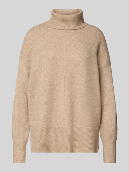 PIECES Regular Fit Rollkragenpullover mit Woll-Anteil Modell 'MALOU' Ecru 2