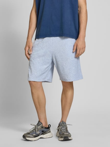 REVIEW Shorts mit Strukturmuster und elastischem Bund Eisblau 4