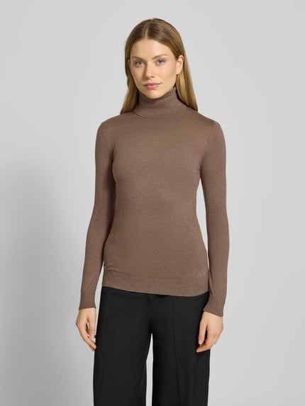 Lauren Ralph Lauren Sweter z golfem o kroju slim fit z dodatkiem jedwabiu model „ZOE” Szarobrązowy 4