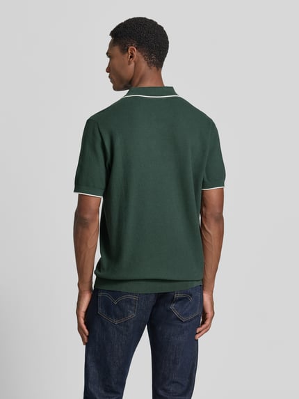 Christian Berg Men regular fit poloshirt met contrasterende bies Flessengroen - 5