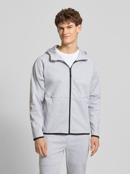 JACK & JONES Regular Fit Sweatjacke mit Kapuze Modell 'Base' Hellgrau Melange 4