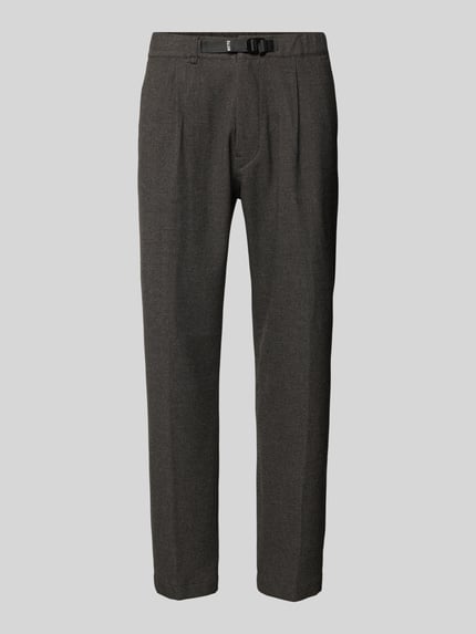 Produktfoto, Tapered Bundfaltenhose mit Viskose-Anteil von Marc O'Polo Denim, Melange-Optik, Tapered-Passform, seitliche Eingrifftaschen, elastischer Bundabschluss