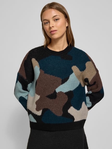 Tom Tailor Denim Regular Fit Strickpullover mit Allover-Muster Schoko 3