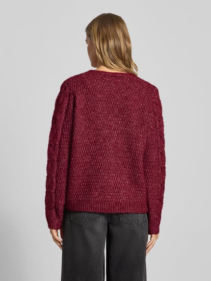 PIECES Kurtka z dzianiny o kroju regular fit z dodatkiem wełny model ‘NINA’ Ciemnoczerwony melanż 5