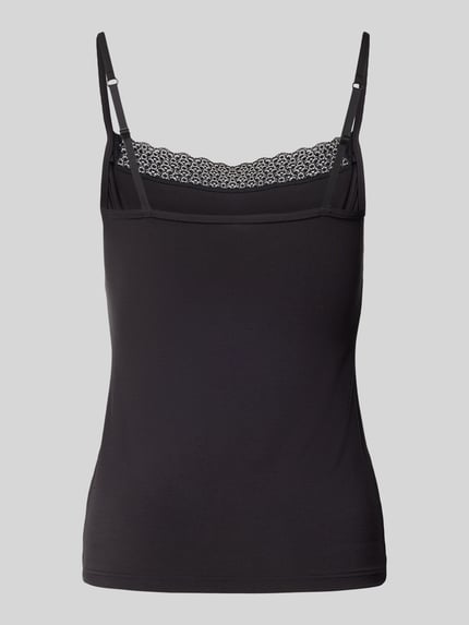 Triumph Spaghettitop mit Spitzenbesatz Modell 'Feel of Modal' Black 3
