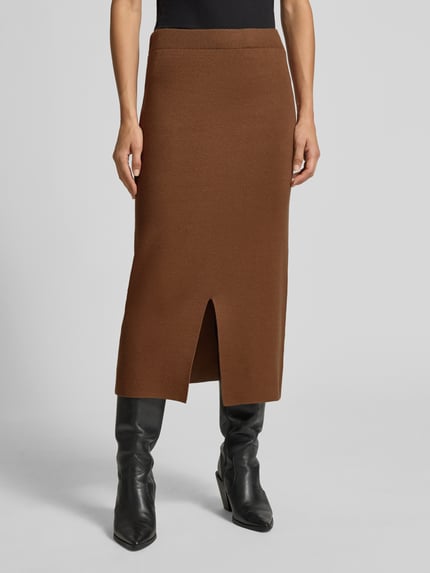 Christian Berg Woman Midirock mit Gehschlitz Cognac 4