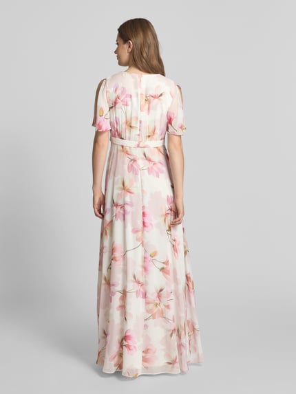 Christian Berg Cocktail Abendkleid mit V-Ausschnitt Ecru 5