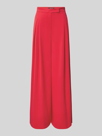 Marc Cain Wide fit stoffen broek met platte plooien Rood - 2