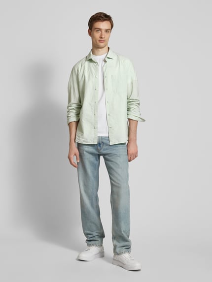 MANGO Regular Fit Freizeithemd mit Brusttasche Modell 'ginza' Hellgruen 1