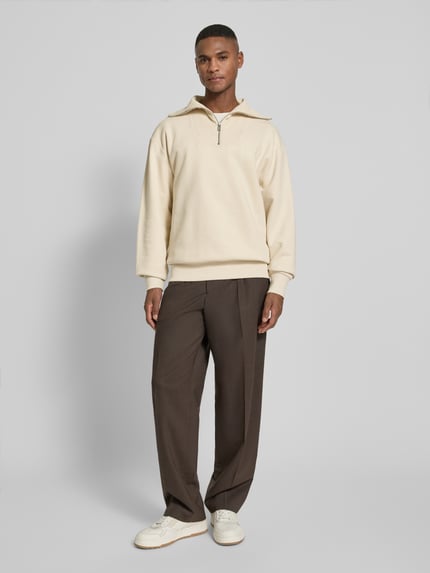 BOSS Regular Fit Troyer aus reiner Baumwolle Modell 'SIDNEY' Offwhite 1