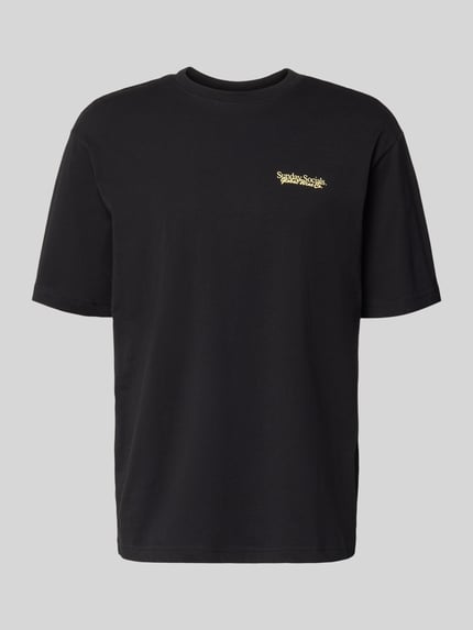 Produktfoto, Relaxed-Fit Herren T-Shirt aus reiner Baumwolle Modell 'FRED DU MARTIN' von Only & Sons, Optik: Unifarben, Motiv-Print, Kurzarm, Feinripp