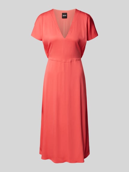 BOSS Midi-jurk met V-hals, model 'Dieshana' Felroze - 2