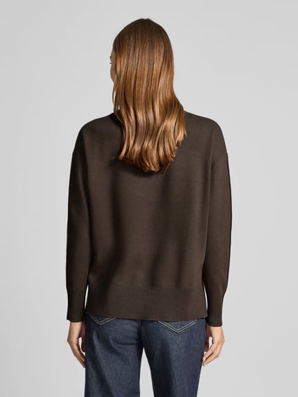 COMMA Strickpullover aus Viskose-Mix mit Rundhalsausschnitt Dunkelbraun 5