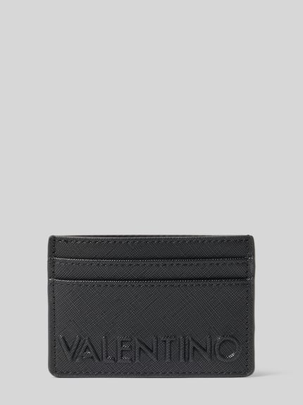 Produktfoto, Cardholder mit Logo-Prägung Modell 'PANDIA' von VALENTINO BAGS, schwarzes Saffiano-Leder, diverse Einsteckfächer, offenes Hauptfach