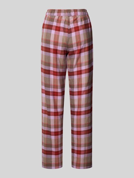 Produktfoto, Wide Fit Pyjama-Hose aus reiner Baumwolle mit Karomuster von Schiesser in Rot-Beige mit elastischem Bund und Tunnelzug, Damen Pyjama-Hose