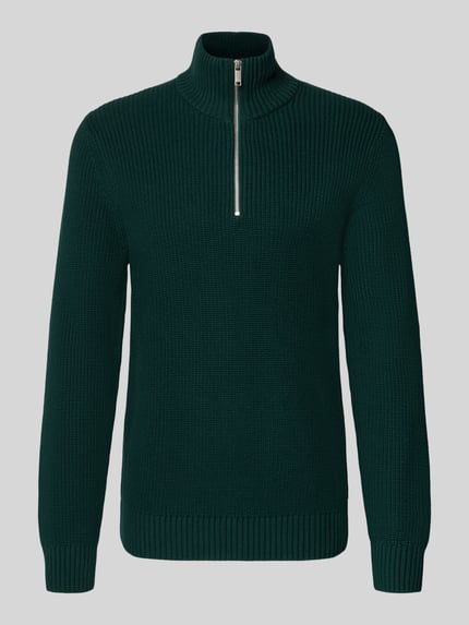 Slim Fit Strickpullover aus reiner Baumwolle mit Troyer-Kragen Shop The Look MANNEQUINE