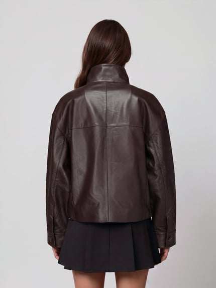 Jake*s Collection Lederjacke aus Lammnappa mit Stehkragen Schoko 5