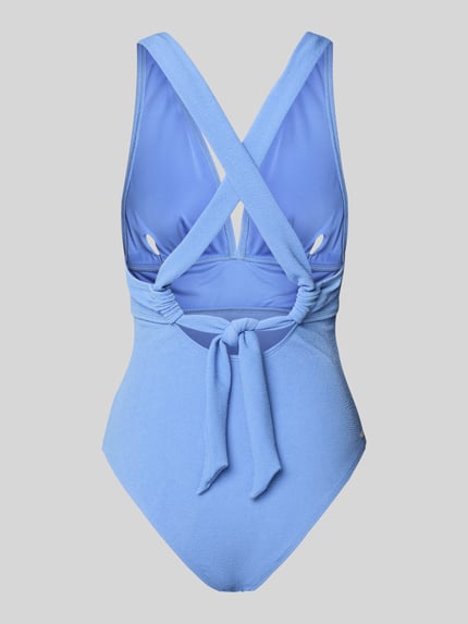 Produktfoto, badpak met materiaalmix met stretch, sculpt: fit en diepe V-hals, rugzijde met gekruiste bandjes en vetersluiting, model 'Saltoty' van Barts