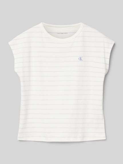 Calvin Klein Jeans T-Shirt mit Label-Stitching Ecru 1