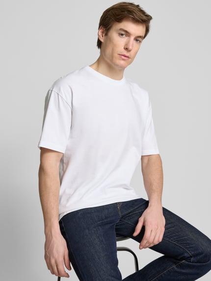 Samsøe Samsøe T-shirt met geribde ronde hals, model 'HUDSON' Wit - 3